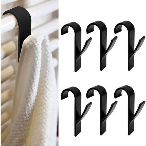 8 Pièces Crochets de Radiateur à Serviettes, Crochets à Serviettes en Plastique Ménagers,Crochet Serviette Salle de Bain Noir Accessoires de Crochets pour Porte-Serviettes Électriques (1/4)