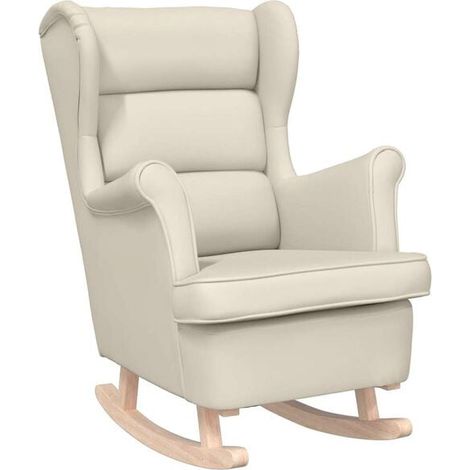 Fauteuil à bascule blanc, 74x90x102 cm, lin. (1/5)