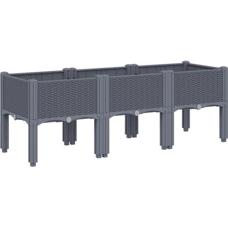 Jardinera elevada para plantas flores patio jardín con patas 120 x 40 x 42 cm PP gris 020038150