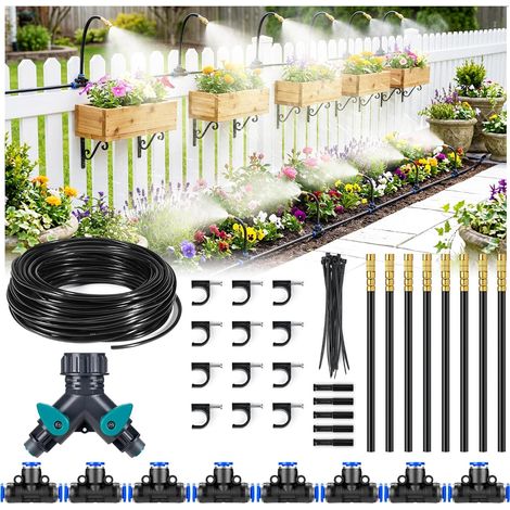 HIRALIY Garden hose of, nozzle in brass adjustable to 360°, system irrigation drop to drop 1/4", system irrigation of garden for garden, balcony, plate-bande surelevee, tighten and (10M) (1/4)