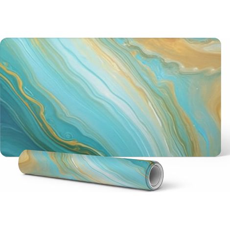 Alfombrilla de escritorio de vinilo con elegante estampado abstracto de olas, 90x45 cm.