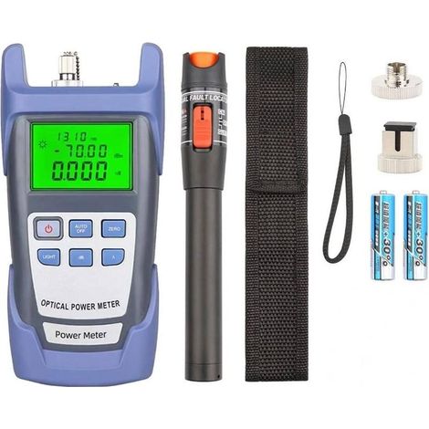 Kit d'outils pour fibre optique avec wattmètre optique 10 mW, testeur de fibre optique portable, stylo de test de fibre optique à lumière rouge (1/5)