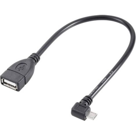 Trywise Câble USB USB 2.0 USB-Micro-B mâle, USB-A femelle 0.10 m noir avec fonction OTG, contacts dorés RF-4080777 Y875301 (1/4)