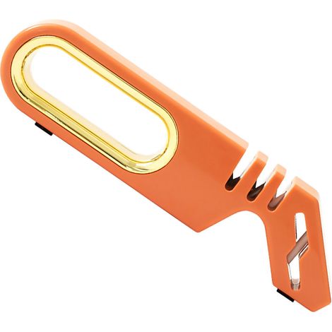 Affûteur de couteaux antidérapant et efficace 4 en 1 pour lames de cuisine et ciseaux, orange (1/5)
