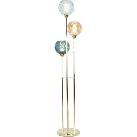 Lampara Pie Metal Cristal 30X30X172 Bolas Dorado (1/5)