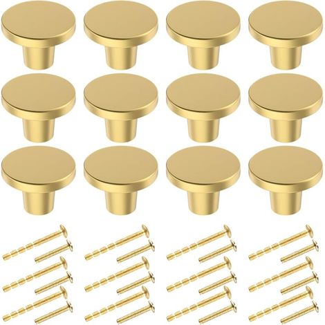 Türknöpfe, runde Möbelknöpfe aus Messing, 20 × 25 mm, Vintage-Gold-Möbelgriffe für Kommode, Kleiderschrank, Schrank, Tür