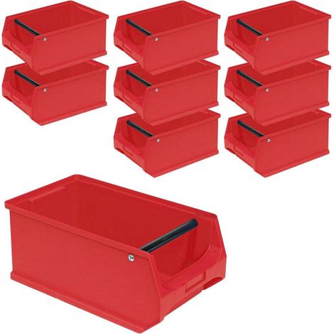 BRB 9 x Boîte Vision Profi lb 3T portable avec tige, h 350 x 200 x 150 mm, contenance 7,6 L, rouge