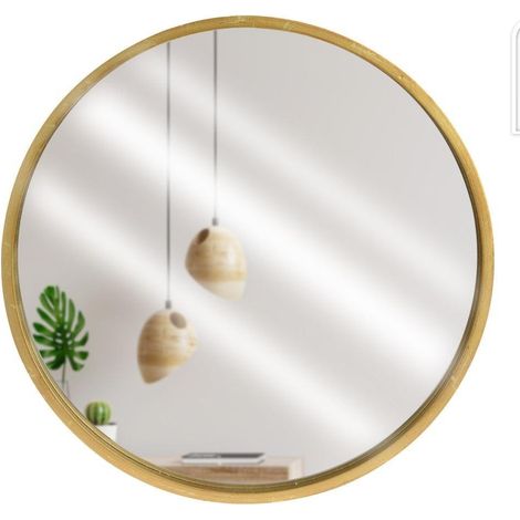 Vilde Specchio Rotondo in Legno Dorato 30 cm Classico