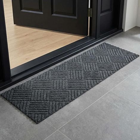 Tapis Entree Interieur et Exterieur 40x120cm, Exterieur Antidérapant Gris, Facile à Nettoyer Paillasson Absorbant Lavable en Machine à Laver pour Chambre,Cuisine,Couloir (1/5)