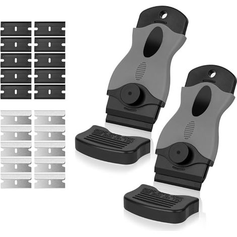 2pcs Grattoir Plaque Vitrocéramique avec 10 Lames Métallique et 10 Lames en Plastique, Grattoir Nettoyage Polyvalent (1/5)