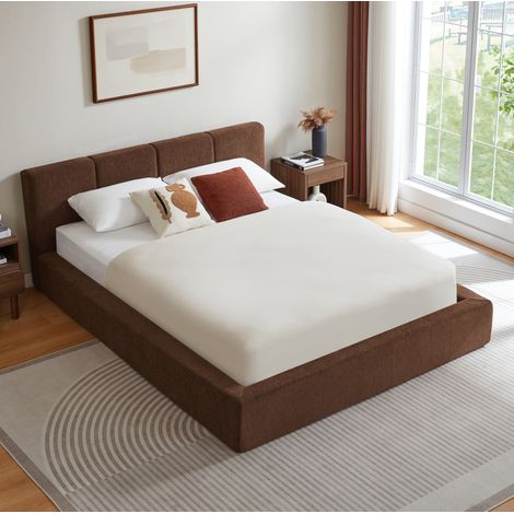 Letto matrimoniale 160x200 cm in acciaio marrone con testiera imbottita - MEUBLIV (1/5)
