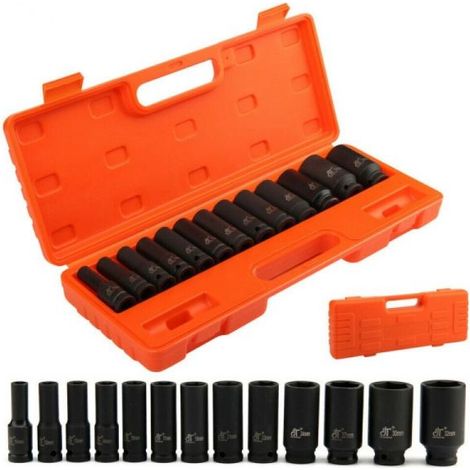 Set 13 bussole boccole 1/2" esagonali a impatto pistola avvitatore da 10 a 32MM