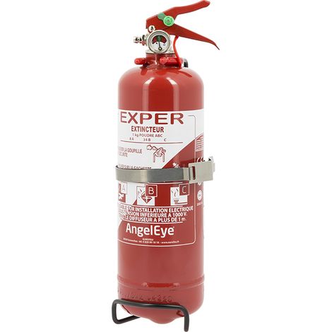 Angeleye – Extincteur poudre ABC 1kg – Manomètre – Compact et homologué transport – Pour feux A, B et C – 8785 (1/2)