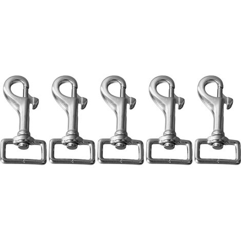 Mousquetons à queue carrée de 27mm, crochet rotatif à 360 degrés, manilles à ressort en acier inoxydable 316 pour ceinture et laisse de chien, 5 pièces (1/5)