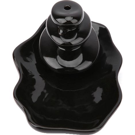 Keramischer Rückfluss-Räuchergefäß, schwarze Glasur, für den Teeraum (1/5)