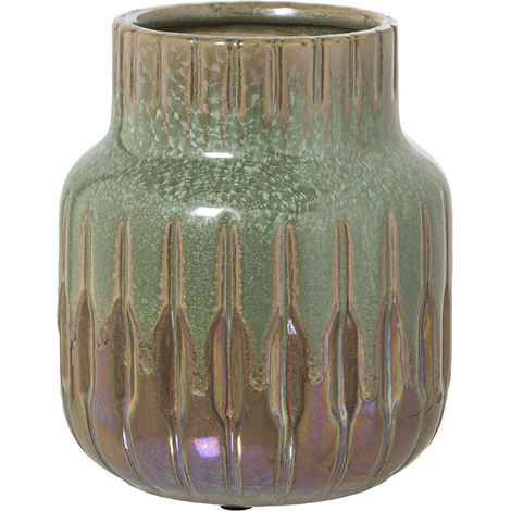 Keramikgrün/braun ° 15x18cm Vase für alle Stile, um dem Haus eine Note zu verleihen, damit alle Stile eine Note verleihen können (1/2)