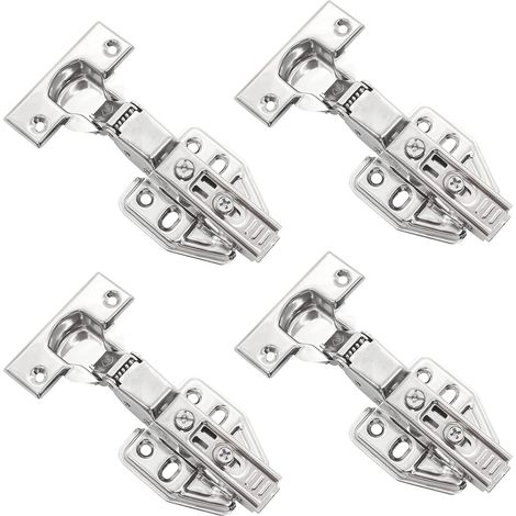 Lot de 4 charnières à visser avec charnières à ressort, vis pour charnières de porte de placard, charnières à ressort en acier inoxydable à 110 degrés, charnières de meubles. (1/5)