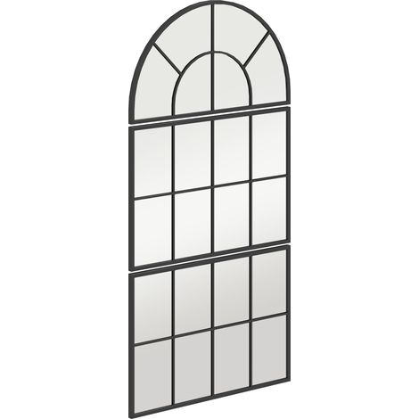 Bogenförmiger Wandspiegel im Fensterstil für Schlafzimmer und Flur, 76 x 43 cm, Schwarz
