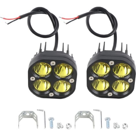LED-Fahrscheinwerfer, 2 ultrahelle 3-Zoll-Zusatzscheinwerfer und 80 W für Auto, Motorrad, LKW, ATV, UTV und Boot (Gelb) (1/2)