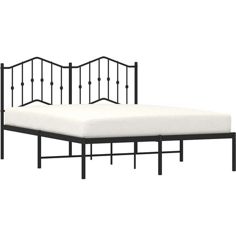 Estructura cama sin colchón con cabecero metal negro 135x190 cm vidaXL (1/5)