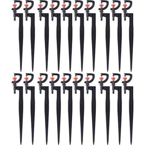 Lot de 20 micro-arroseurs rotatifs à 360 degrés de type G pour jardin, serre, pelouse, arrosage avec tuyau d'arrosage 4/7 (1/5)