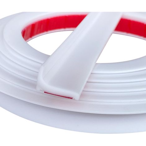 Joint pour Douche 260cm Seuils de Douche Barriere de Douche Anti Débordement Seuil de Douche Barrage D'eau Autocollante Joint Douche pour Baignoire Coins Évier (Blanc, 2.6M) (1/5)