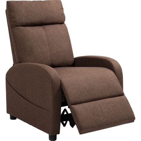 Poltrona Relax Reclinabile con Poggiapiedi in Tessuto Effetto Lino, 69x85x100 cm, Marrone