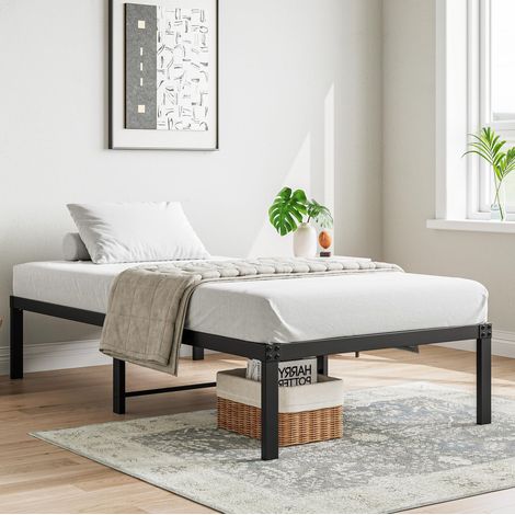 Cama infantil de 90x200 cm en metal negro, estructura estable, funcionamiento silencioso, con espacio de almacenamiento, fácil montaje. (1/5)