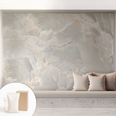 Tapete Vliestapete mit Kleber - abwaschbar - Tapete mit Motiv - trendige Wanddeko - elegant Fototapete Marmorstruktur 208x146 cm (1/5)