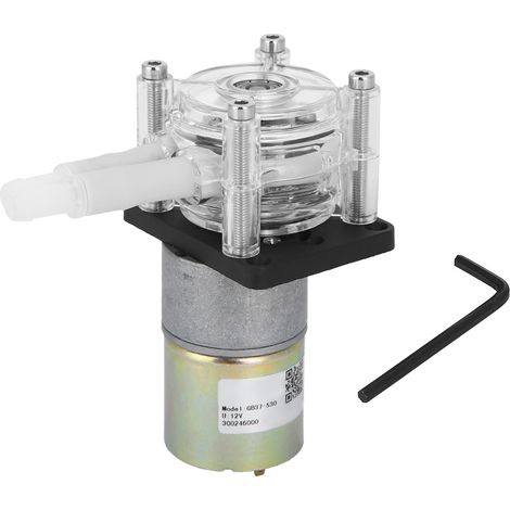 Pompe péristaltique auto-amorçante en acier inoxydable avec tête en PC transparent et moteur 12V DC (1/5)