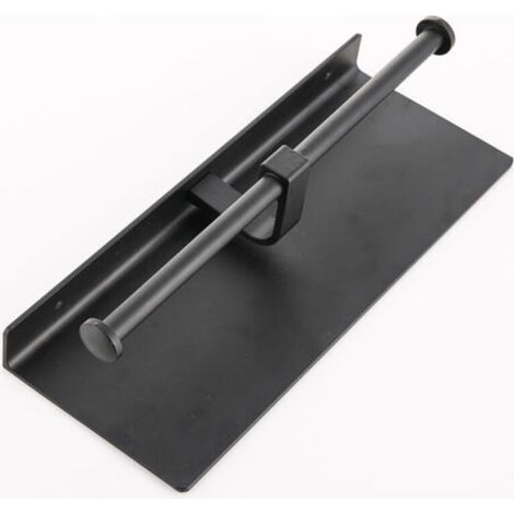 Porte-rouleau de papier toilette sans perçage avec support pour téléphone portable, support mural double pour salle de bain (noir) (1/4)