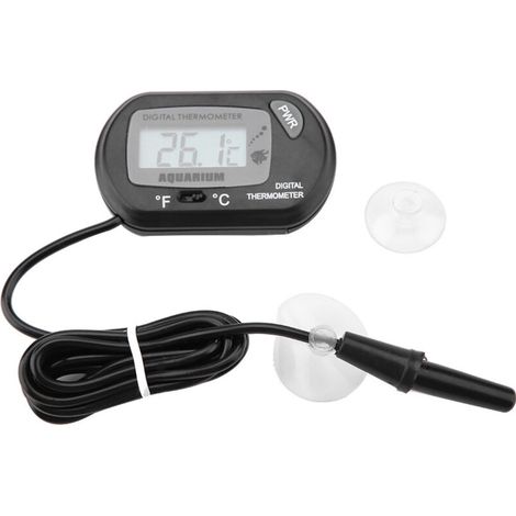 Leichtes digitales Aquariumthermometer mit LCD-Anzeige, ideal für Aquarien, Fischbecken, Terrarien und zur Überwachung des Wasserverbrauchs (Schwarz).