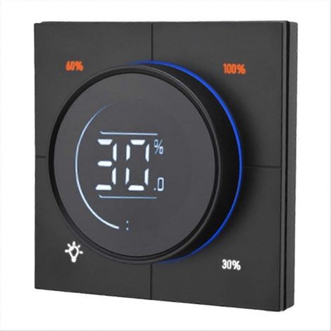 MOSFET-Dimmer mit stufenloser Taste, Zigbee 3.0 Wandschalter für PC-Panel, LCD-Digitalanzeige, Dimmung am Endanschlag, schwarz (1/5)