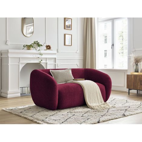 BOBOCHIC - Canapé droit fixe 2 places CELINE tissu texturé   Rouge (1/5)
