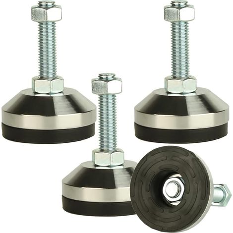 Niveleurs de Pieds Robustes, Pieds de nivellement 2,36 "Dia Base,Pieds réglables niveleurs M12 Thread, capacité de 1300 LB,capacité pour établi, Machine, Armoire (Noir, D60xM12x50,4 Pcs) (1/5)
