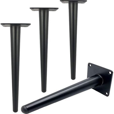 Lot de 4 pieds de table en métal de 30cm de longueur pour meubles modernes, commode, armoire, bureau, chaise ottoman, pieds de support de meubles de rechange, capacité de 800 kg