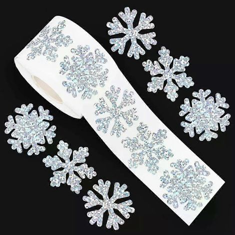 500 Stück/Rolle Laser-Weihnachtsaufkleber, dekoratives Papier, wasserfest, reflektierend, Schneeflocken-Aufkleber, Umschlag (1/5)