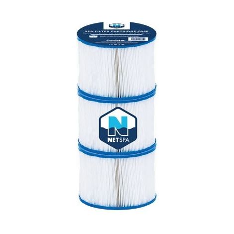 Netspa – Cartouche de filtre de piscine – Ø 10,4 cm – H. 8 cm – Finesse de filtration 10 microns – Lot de 3 unités