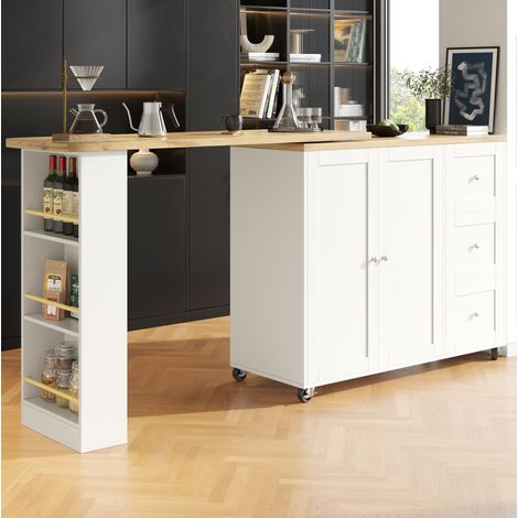 Tisch Esstisch drehbar mit Stauraum 203 cm Weiß OKMYHOME (1/5)