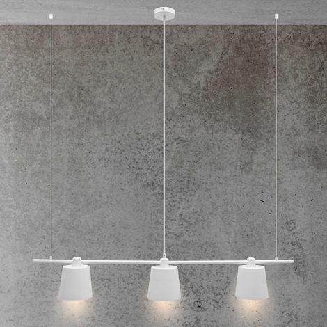 ECD Germany Hängelampe 3 flammige - mit E27 Fassung, 140 cm / Ø 14,8 cm, Weiß matt, aus Metall - Vintage/Retro - Industrial Design - Pendelleuchte Pendellampe Kronleuchter Leuchte Lampe (1/5)