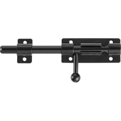 Serrure de porte de sécurité robuste à pêne coulissant avec trou pour cadenas, acier inoxydable 304 noir mat, diamètre 200 mm (8 pouces), épaisseur 14 mm
