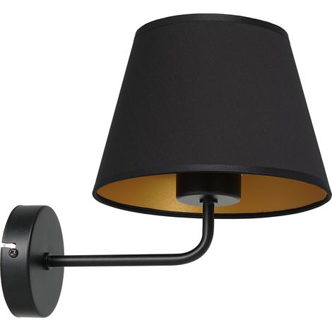 Applique Arden noire abat-jour cône or E27 Luminex