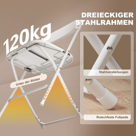 Ensemble de 6 chaises pliantes, avec trous de drainage, structure en acier, usage polyvalent, blanches (1/5)