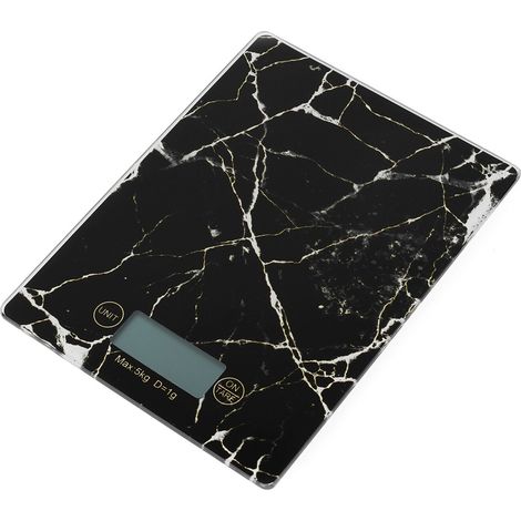 Bilancia da cucina elettronica 5 kg, colore nero marmo.