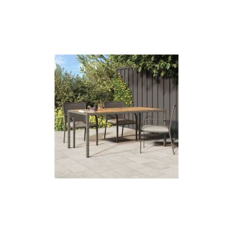 Table de jardin 190x90x75 Résine tressée-bois d'acacia Gris (1/5)