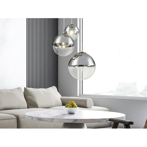 LED Pendelleuchte 3-flammig mit Glaskugeln in Chrom & Klarglas, Ø 51cm (1/5)