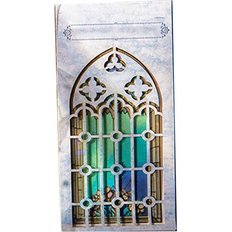 10 Stück Vintage-Fensterrahmen-Aufkleber, PET-Dekorationsaufkleber, ästhetische Scrapbooking-Aufkleber, Zubehör für Albumplaner, DIY-Verzierungen, Blau (1/5)