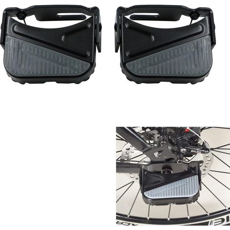 Pédale arrière de vélo - Pédale pliable - Repose-pieds - VTT - Accessoires vélo - Pédale - Repose-pieds universel - Extension d'axe de repose-pieds - Noir - 1 paire - 9,1 x 9,4 cm (1/5)