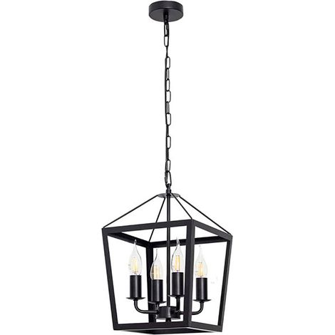 BEL AIR HOME Lámpara colgante NORA 4 luces E-14 metal negro, diseño moderno para comedor, salón, dormitorio o sala de estar, incluye material de montaje (1/3)