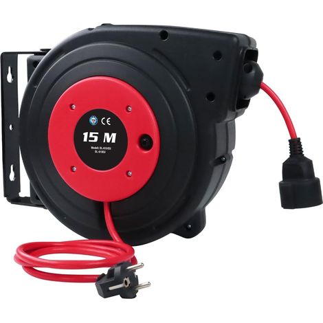 Dévidoir Mural de Câble Électrique Automatique, 15m + 2m, 2300W tambour automatique de câble, Rotation 180°,Pose suspendue Matériel de Montage Inclus Enrouleur Electrique Automatique avec Support (1/5)